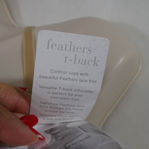 Natori Feathers T-Back Bra 32C Contour Cups Tan Lightly Padded Front Closure NEW - Picture 6 of 11